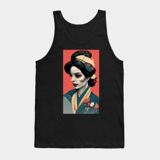 Japanese Geisha in Dark Gothic Style Tank Top